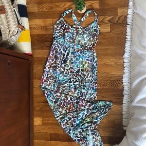 Anthropologie a-line maxi dress w/ crisscross back